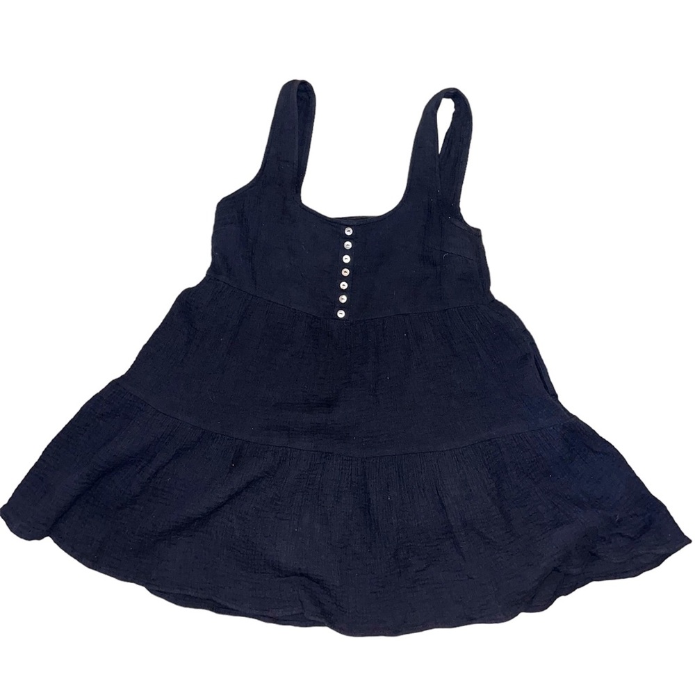 urban outfitters mini babydoll dress black sleeveless tank petite womens pockets - Picture 1 of 5